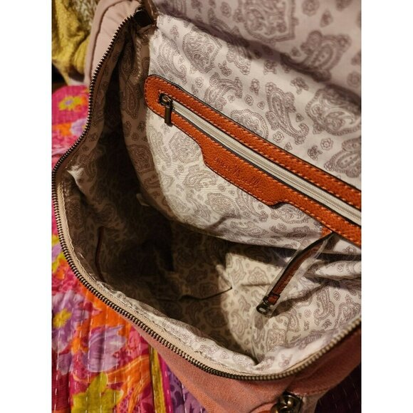 NWT Simply Noelle Salmon Canvas Havana Backpack Tassel Zipper Pockets